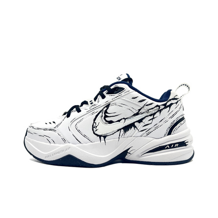 [Custom Sneakers] Nike Air Monarch 4 Toxic Guardian Dark Symbiosis Black White Crack Tech Style Cushioning Wear-Resistant Lightweight Heightening Low-Top Dad Shoes Unisex Black White