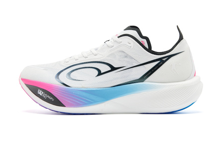 QIAODAN Flying Shadow PB3 Enhanced 'Time Machine' Jacquard Upper Sports Test Shock-Absorbing Anti-Slip Breathable Impact Resistance Low-Top Gu Pro Rebound Carbon Plate Tech Marathon Racing Running Shoes Men's Qiaodan White Digital Pink