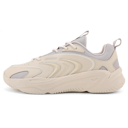 QIAODAN Cushioned Slip-Resistant Breathable Low-Top Casual Running Shoes Men's Beige
