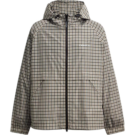 COACH Zip Pocket Waterproof Plaid Hooded Raglan Sleeve Long Sleeve Jacket Coat Men's