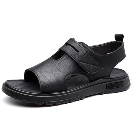 EGCHI Cow Leather Fashion Trendy Niche Simple Beach Sandals Men's