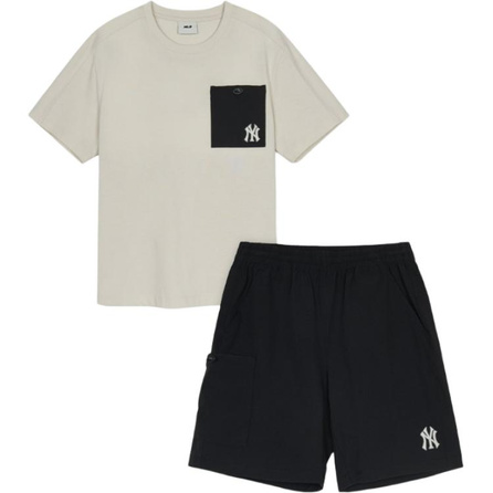 MLB Casual Sport Set Logo Crew Neck Short Sleeve Mid Waist Loose Kids'