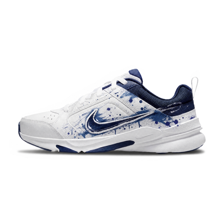 Custom Sneakers Nike Air Monarch 4 Retro Premium Korean Style Hand-Painted Couple Heartbeat Fresh Minimalist American Street Style Splatter Fitness Low-Top Dad Shoes Unisex White Blue