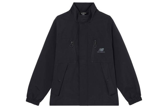 New Balance Brand Logo Casual Stand Collar Long Sleeve Jacket Men's Black