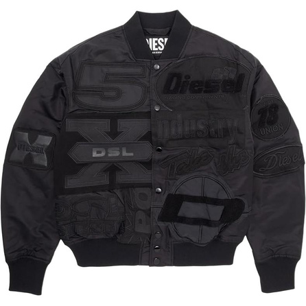 DIESEL LOGO Letter Pattern Single-Breasted Long Sleeve Baseball Jacket Men's Black