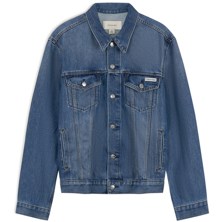 CALVIN KLEIN Men's Trendy American Retro Lapel Shell Jacket Denim Jacket