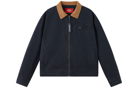 Dickies Brand Logo Turn-Down Collar Zipper Retro Washed Detroit Workwear Jacket Unisex