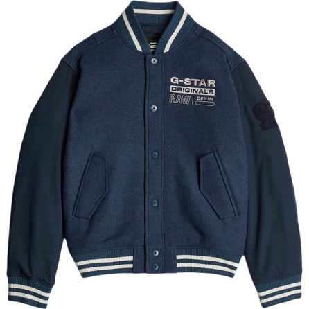 G-STAR RAW Letter Simple Comfortable Versatile Pilot Baseball Collar Long Sleeve Jacket Coat Men's Blue
