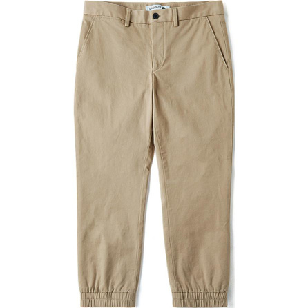 LACOSTE Solid Color Zipper Pocket Cuffed Joggers Men's Khaki