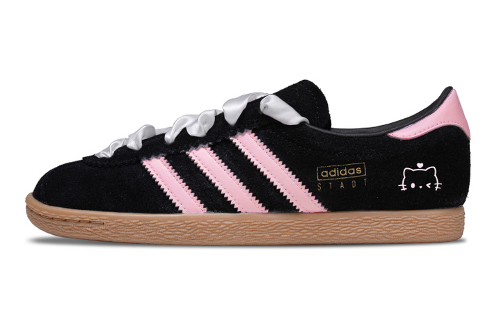 [Custom Sneakers] adidas Originals Stadt Cat Girl Vintage Versatile Casual Cute Low-Top German Training Shoes Unisex Black-Pink
