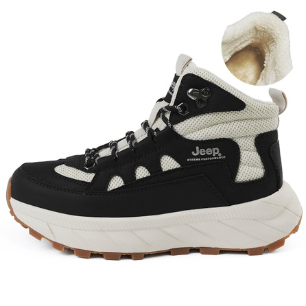 Jeep Anti-Slip Wear-Resistant Mid-Top Outdoor Shoes Unisex Black