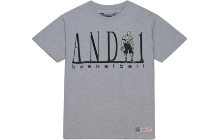 Mitchell & Ness Round Neck Letter Print Fitted Short Sleeve T-Shirt Men's Gray