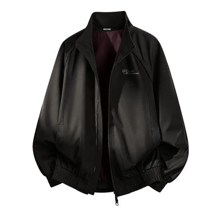 MINISO New Chinese Style Bamboo Leaf Print National Trend Fashion High-Density Fabric Structured Wear-Resistant Dual Zipper Deconstructed Stand Collar Drop Shoulder Oversize Old Money Style Edgy Handsome High-End Dating Camping Vacation Couple Jacket Unis
