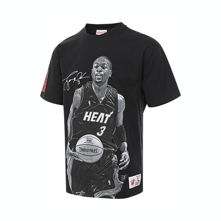 Mitchell & Ness x NBA Collaboration Miami Heat Dwyane Wade Comfortable Soft Round Neck Breathable Short-Sleeve T-Shirt Men's Heat/Wade