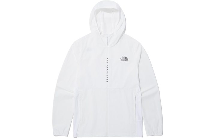 THE NORTH FACE Solid Color Logo Print Zip-Up Hooded Jacket Coat Unisex White