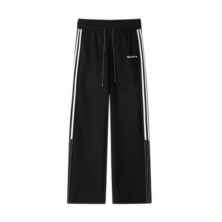 The Simpsons American Vintage Logo Drawstring Waist Striped Panel Loose Casual Pants Unisex