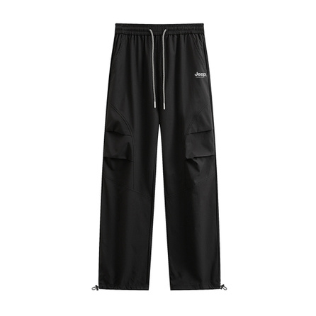 Jeep Casual Series American High Street Sports Workwear Wide Leg Wutong Pants Retro Lazy Wasteland Style Straight Solid Color Quick-Dry Cleanfit Versatile Trendy Brand Pleated Elastic Waist Plus Size Edgy Handsome Casual Pants Men's