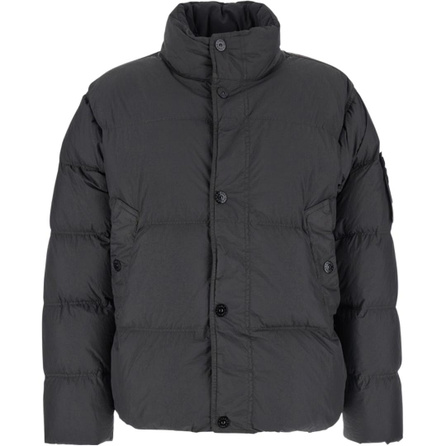 STONE ISLAND FW25 Recycled Nylon Long Sleeve Pocket Button Down Puffer Jacket Men's Grey