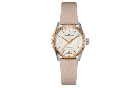 HAMILTON Jazzmaster Auto Mechanical Mother-of-Pearl Dial Satin Strap Watch Men's 34mm White Dial Stainless Steel Case