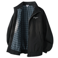 Feiyue American Vintage Harrington Jacket Men Autumn Solid Color Casual Versatile Top Old Money Style Commute Baseball Jacket Unisex черное