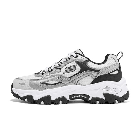 Skechers Cloud Island Shoes Mountain Outdoor Aesthetic Fashion Comfortable Lightweight Cushioning Platform Sport Hiking Wear-Resistant Breathable Height-Increasing Low-Top Outdoor Functional Shoes Men's Silver Black