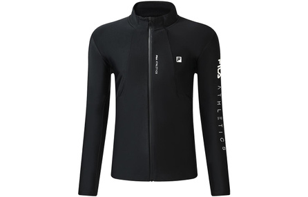 FILA Logo Print Knit Stand Collar Jacket Men's Dark Black