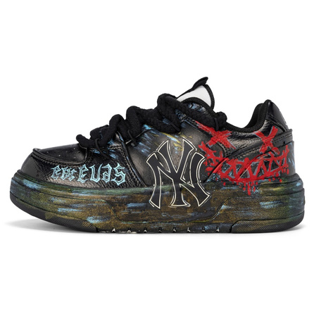 Custom SneakersMLB Chunky Liner Black Reef Neon Hand-Painted Comfortable Versatile Wear-Resistant Anti-Slip Low-Top Skate Shoes Unisex Black
