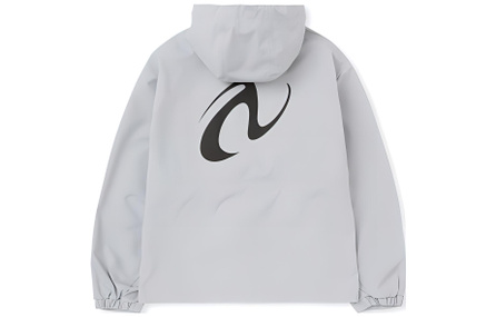NERDY Logo Pattern Hooded Zip-Up Long Sleeve Jacket Unisex Grey