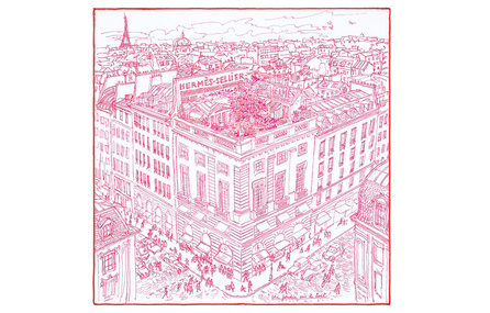 HERMES Roof Garden Silk Scarves Women's Pink