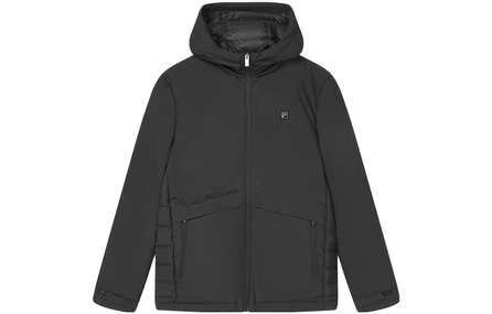 FILA Solid Color Hooded Casual Down Jacket Men's Black