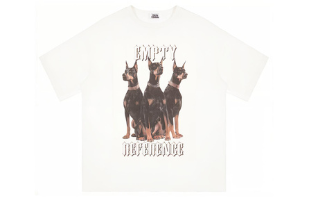 EMPTY REFERENCE Doberman Series Doberman Image Letter Print Loose Casual Short Sleeve T-Shirt Two Colors