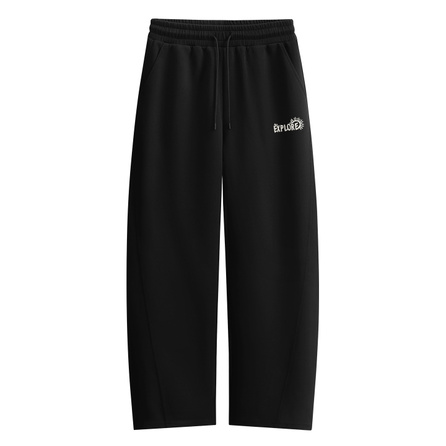 MINISO Early Autumn Versatile Fashion Loose Drape High Street Trendy Brand Elastic Waist Drawstring Straight Sweatpants Sports Style American Letter LOGO Print Personalized Curved Blade Wide Leg Height Enhancing Slimming Daily Commute Casual Pants Men's