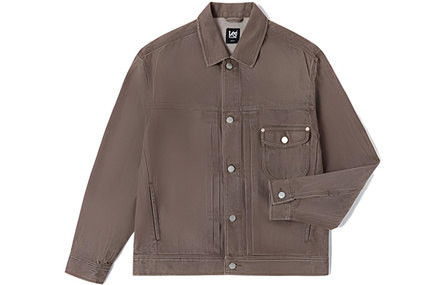 Lee Solid Color Single-Breasted Denim Jacket Men's Brown