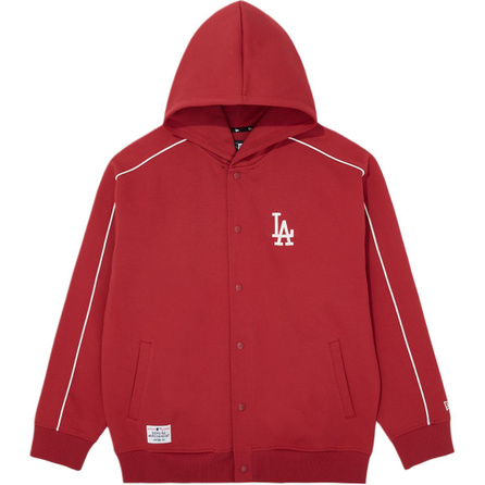 New Era Year of the Horse Spring Series SS26 MLB Los Angeles Dodgers Embroidered Logo Hooded Single-Breasted Knit Loose Casual Long Sleeve Jacket Coat Unisex