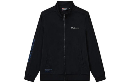 FILA Letter Print Stand Collar Casual Knit Jacket Men's Legend Blue
