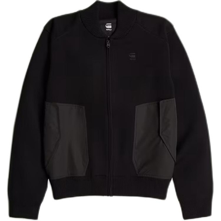 G-STAR RAW Stand Collar Zipper Panel Long Sleeve Jacket Coat Men's Dark Black