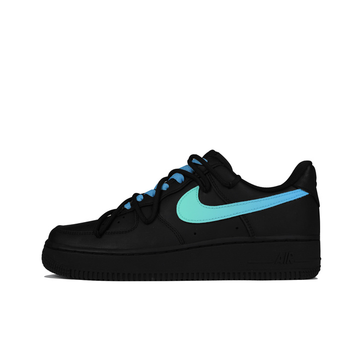 Custom SneakersNike Air Force 1 'Eternal Aurora' Gradient Tiffany Green Low-Top Sneakers Unisex Black Blue