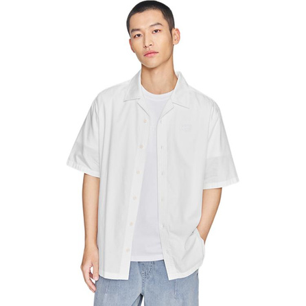 Lee SS25 Relaxed Fit Lapel Logo Tencel Casual Short-Sleeve Shirt Men's White