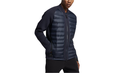 Nike Paneled Stand Collar Zip Down Jacket Men's Blue