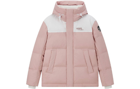 Skechers Color-Block Windproof Warm Long Sleeve Hooded Down Jacket Unisex Pink
