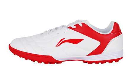 LINING YOUNG TF Slip Resistant Anti Kick Cushioning Low Top Kids' Soccer Shoes White Red Teenagers