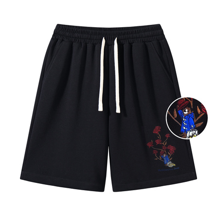 Paddington Bear Cartoon Bear Gentleman Rose Premium Embroidery Loose Fit Casual Shorts