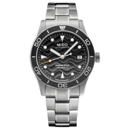 MIDO Ocean Star Tribute Automatic Mechanical Movement 200M Water Resistant Men's Swiss Watch 39mm Black Dial Stainless Steel Case & Bracelet