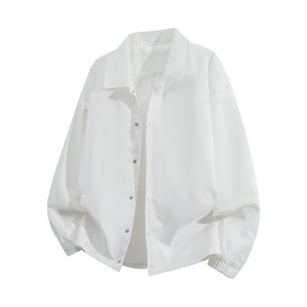 Disney American Retro Solid Color Minimalist No-Logo Basic Cleanfit Daily Outdoor Commute Sports Versatile Single-Breasted Snap Button Loose Gender-Neutral Casual Breathable Notch Lapel Drop Shoulder Coach Workwear Jacket Unisex