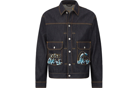 EVISU Denim Jackets Men Denim Blue