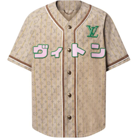 LOUIS VUITTON x Nigo Collaboration FW25 Color-Block Patch Leather Baseball Shirt Men's