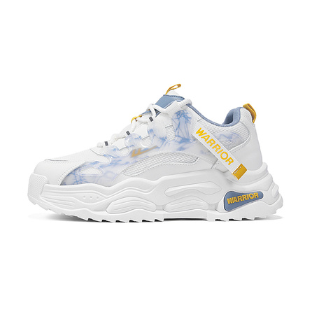 Warrior Retro Fashion Versatile Sports Casual Height-Increasing Wear-Resistant Breathable High-Top Dad Shoes Men's White/Blue/Gray/Yellow