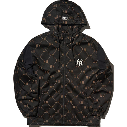 MLB Dia Monogram JQD Comfortable Soft Versatile Trench Coat Unisex Black