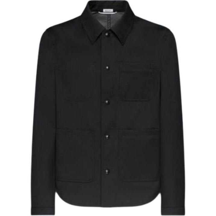 THOM BROWNE Solid Color Single-Breasted Long Sleeve Jacket Coat Men's Black