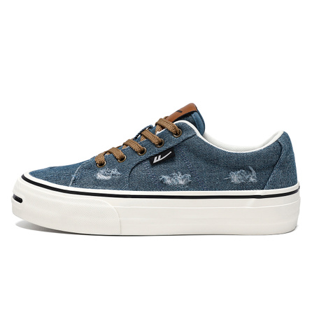 Warrior Denim Bread Shoes Avant-Garde Comfortable Skate Vulcanized Shoes Lightweight Breathable Thick Sole Heightening Wear-Resistant Low-Top Sneakers Men's